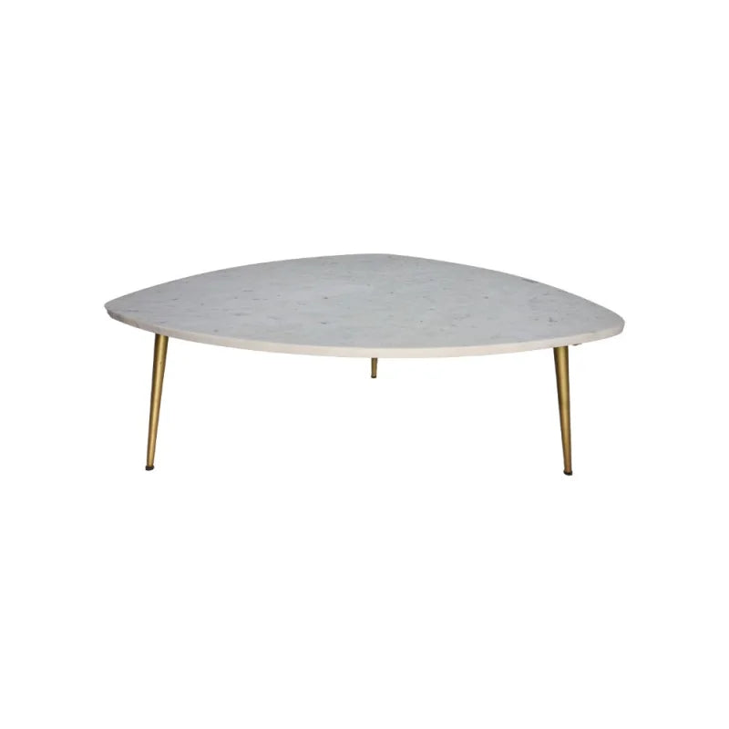 Salontafel Marseille- 90x60x36 - Wit/goud - Marmer/metaal - Velaria Interiors