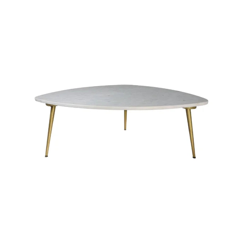 Salontafel Marseille- 90x60x36 - Wit/goud - Marmer/metaal - Velaria Interiors