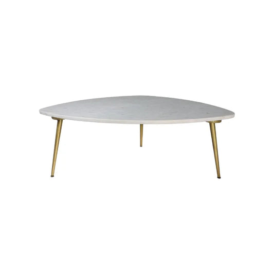 Salontafel Marseille- 90x60x36 - Wit/goud - Marmer/metaal - Velaria Interiors