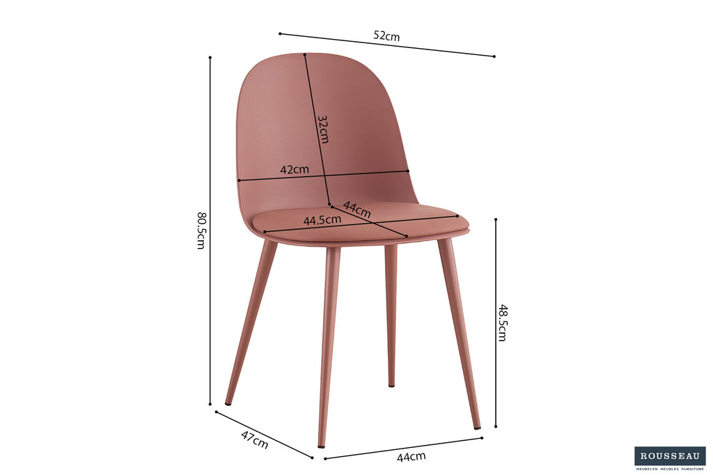 Stoel 'Jasmin' Zitting PP kussen PU Terracotta - Set Van 2