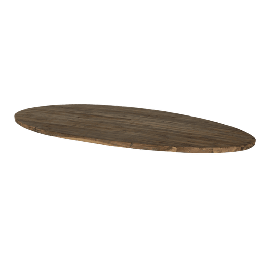 Tafelblad ovaal - 180x100 cm - vintage - teak - Velaria Interiors