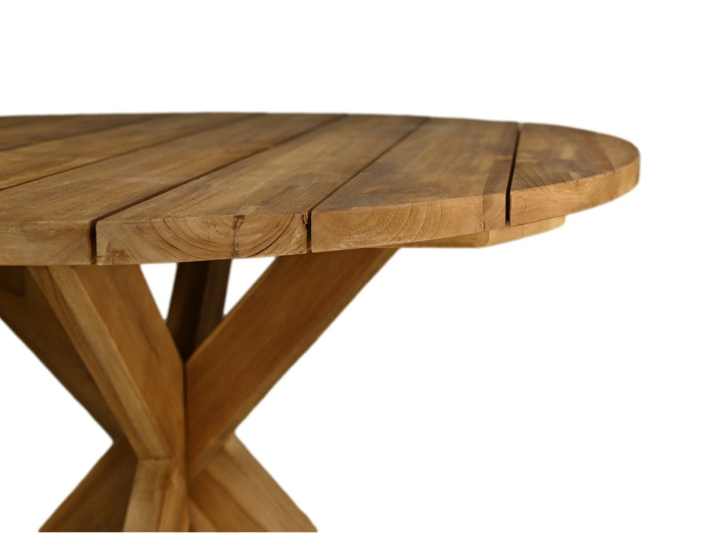 Tuintafel rond met kruispoot - ø125x75 - Naturel - teak