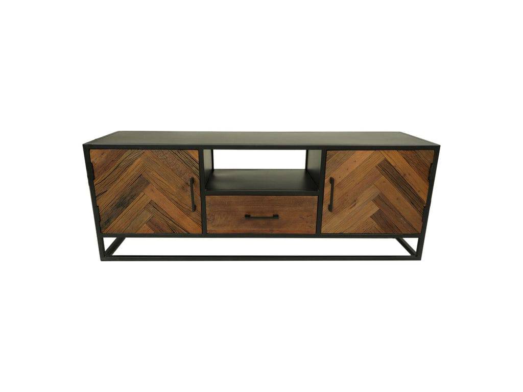 TV-Meubel Verona - Bruin/zwart - Oud hout/metaal - Velaria Interiors