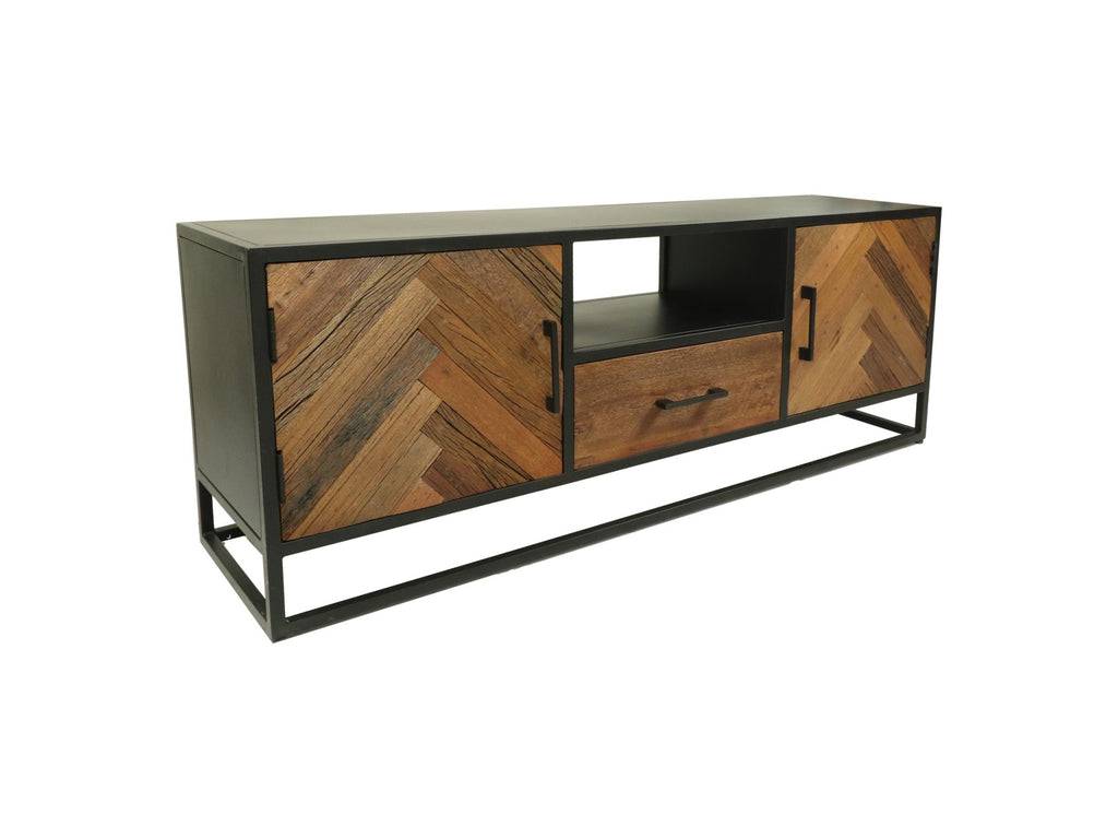 TV-Meubel Verona - Bruin/zwart - Oud hout/metaal - Velaria Interiors