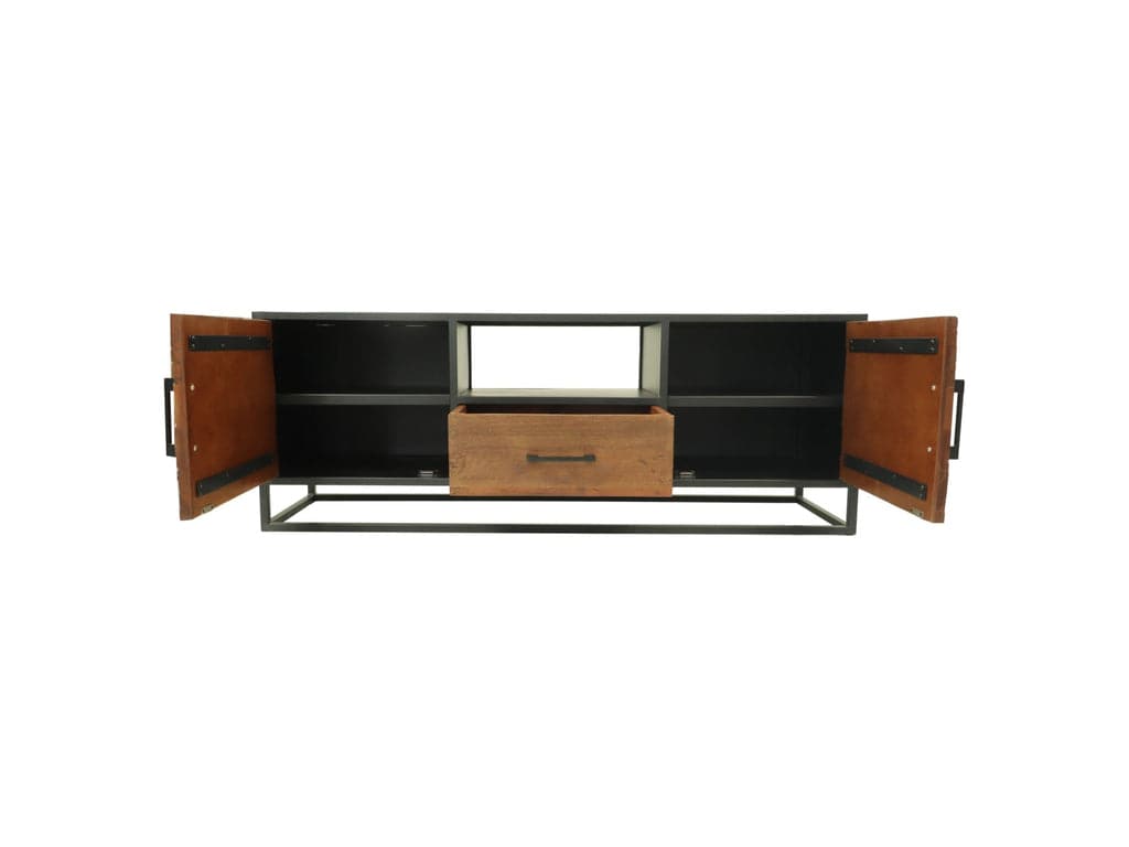 TV-Meubel Verona - Bruin/zwart - Oud hout/metaal - Velaria Interiors