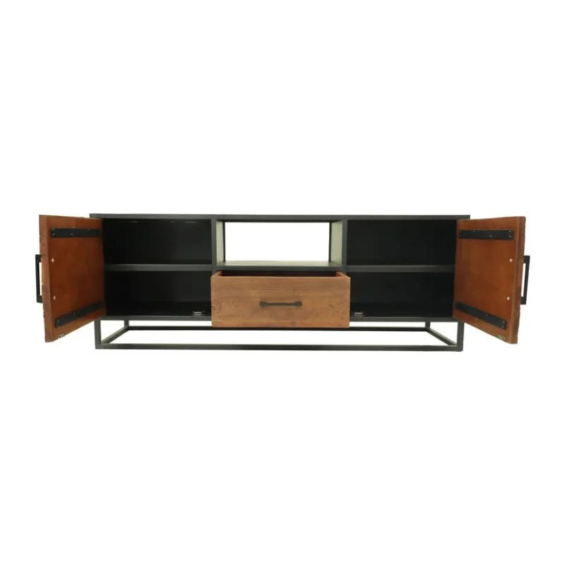 TV-Meubel Verona - Bruin/zwart - Oud hout/metaal - Velaria Interiors