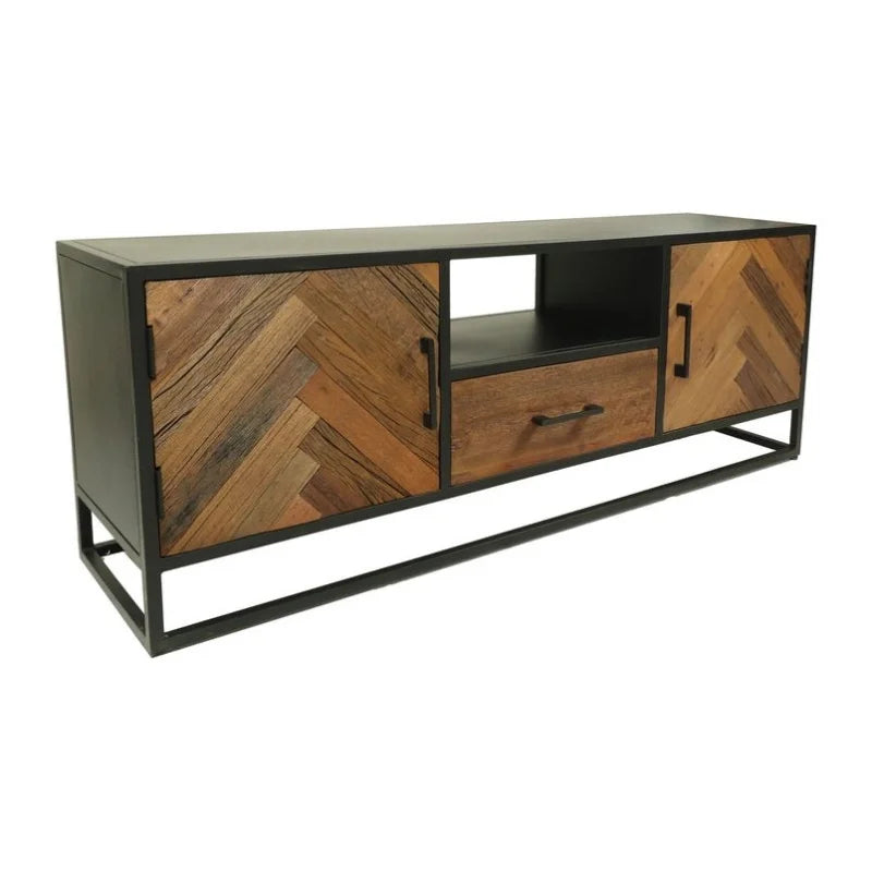 TV-Meubel Verona - Bruin/zwart - Oud hout/metaal - Velaria Interiors