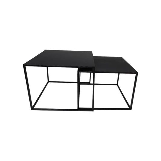 Vierkante Salontafel - 55x55x42/50x50x37 - zwart -metaal - set van 2 - Velaria Interiors