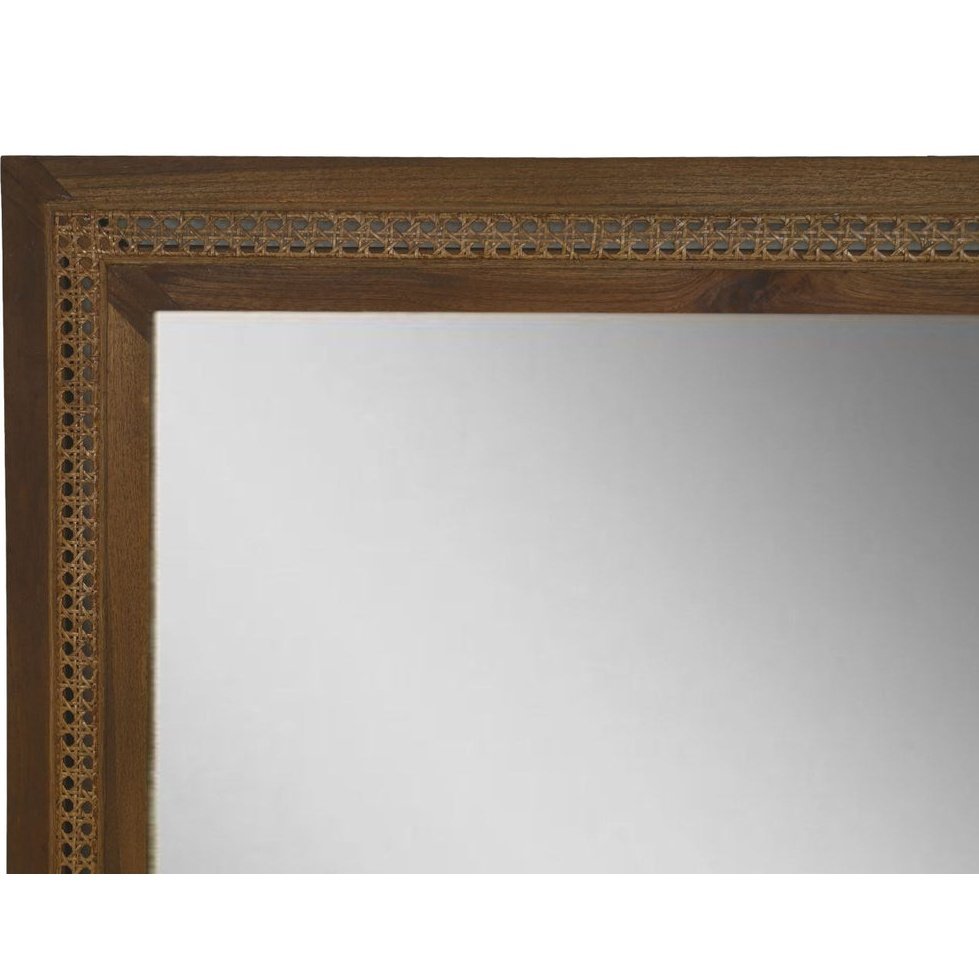 Vierkante spiegel - 120x80x7 - Naturel - Teak/rotan - Velaria Interiors