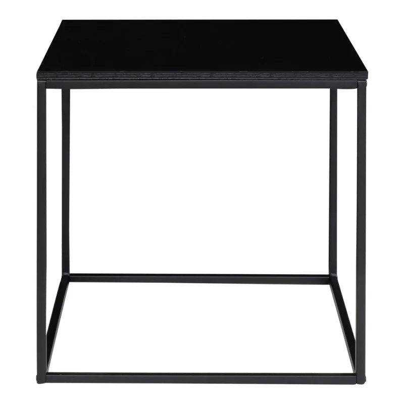 Vita Sidetable - Bijzettafel met zwart frame en zwart blad 45x45x45 cm - Velaria Interiors