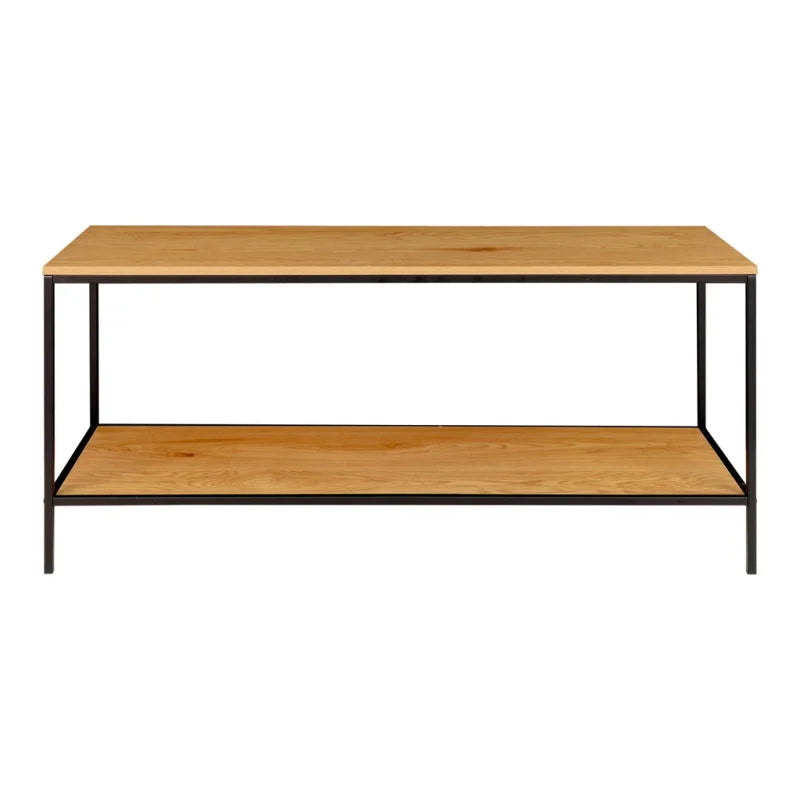 Vita TV-standaard - TV-tafel met zwart frame en twee eikenhouten planken - Velaria Interiors