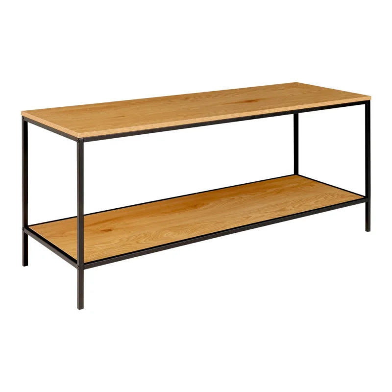 Vita TV-standaard - TV-tafel met zwart frame en twee eikenhouten planken - Velaria Interiors