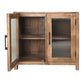 Vitrine kast met glas - 80x40x70 - Naturel - Mangohout/glas - Velaria Interiors