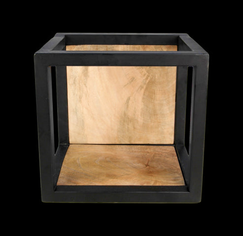 Wandbox Levels - 25x25 cm - mangohout/ijzer - Velaria Interiors