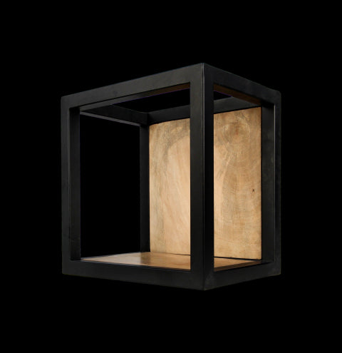 Wandbox Levels - 25x25 cm - mangohout/ijzer - Velaria Interiors