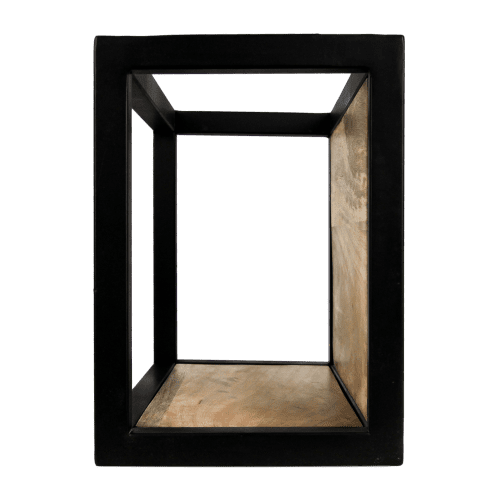 Wandbox Levels - 25x25 cm - mangohout/ijzer - Velaria Interiors