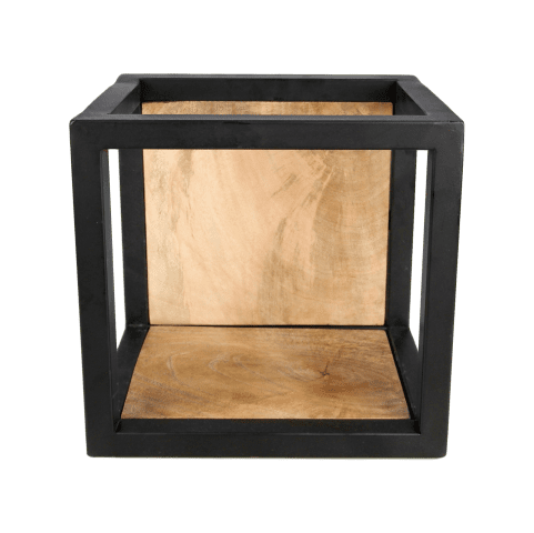 Wandbox Levels - 25x25 cm - mangohout/ijzer - Velaria Interiors