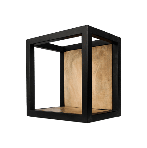 Wandbox Levels - 25x25 cm - mangohout/ijzer - Velaria Interiors