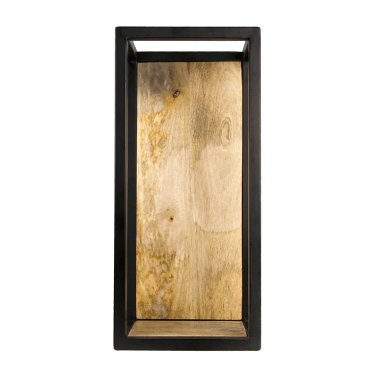 Wandbox Levels - 25x55 cm - mangohout/ijzer - Velaria Interiors