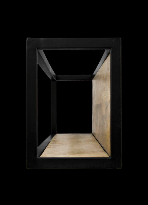 Wandbox Levels - 75x25 cm - mangohout/ijzer - Velaria Interiors