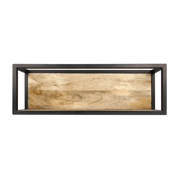 Wandbox Levels - 75x25 cm - mangohout/ijzer - Velaria Interiors