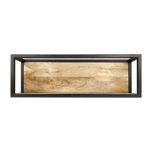 Wandbox Levels - 75x25 cm - mangohout/ijzer - Velaria Interiors