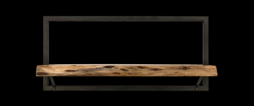 Wandplank Levels Live Edge - 70x32 cm - acacia/ijzer - Velaria Interiors