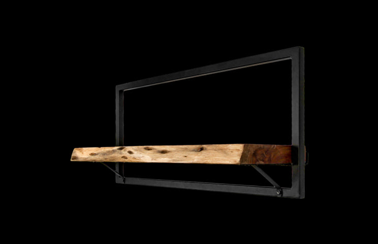 Wandplank Levels Live Edge - 70x32 cm - acacia/ijzer - Velaria Interiors