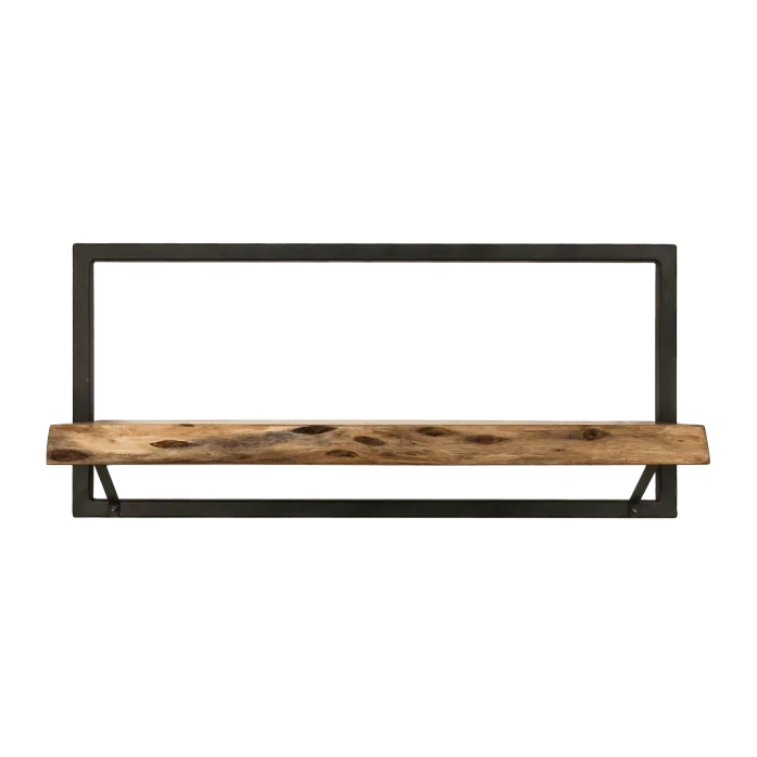 Wandplank Levels Live Edge - 70x32 cm - acacia/ijzer - Velaria Interiors