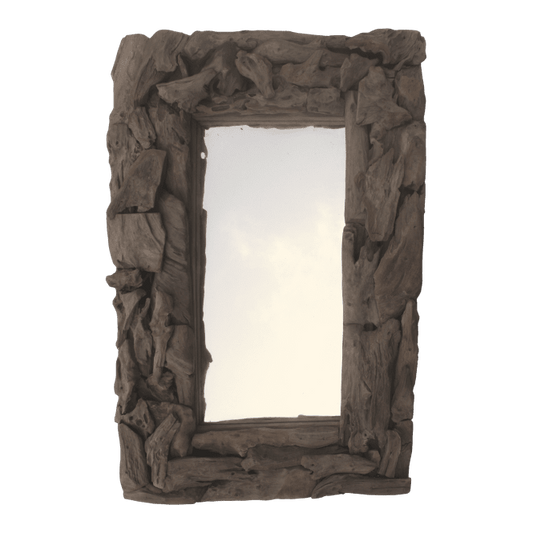Wandspiegel - 140x6x80 - Naturel - Teak wortelhout - Velaria Interiors