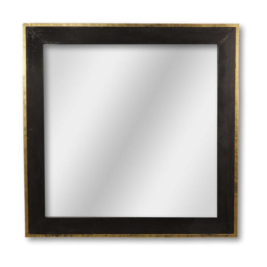 Wandspiegel - 90x90 - Goud/zwart - Teak - Velaria Interiors