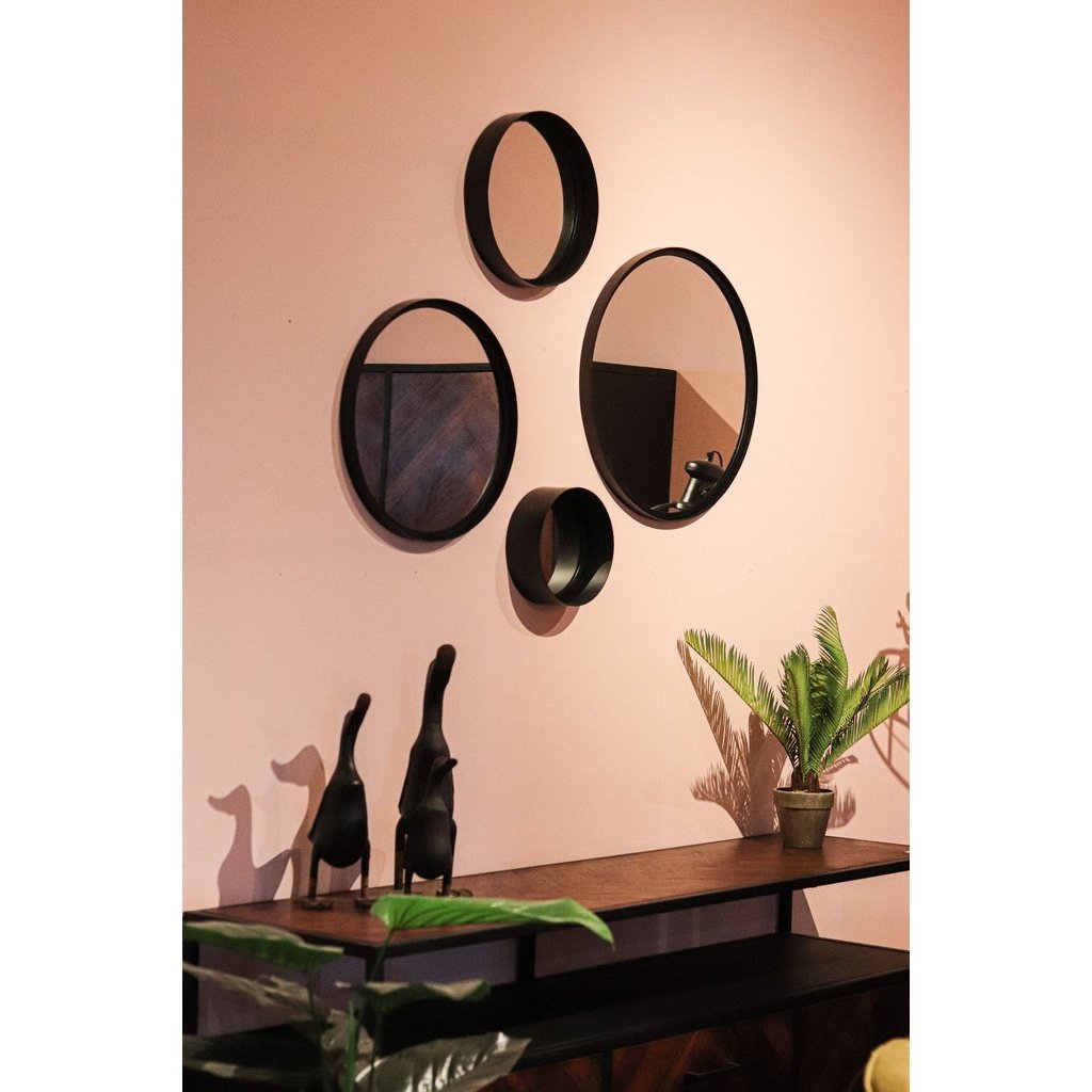 Wandspiegel Fletcher Rond - ø40 - zwart - Metaal/glas - Velaria Interiors