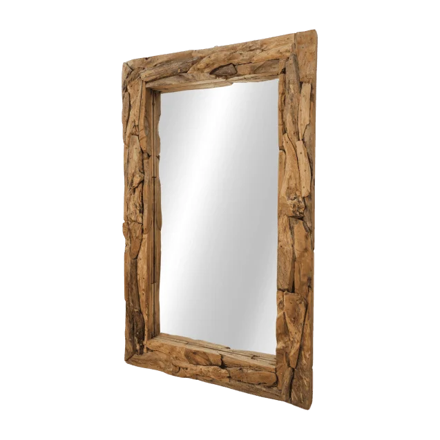 Wandspiegel Root - 200x7-9x100 - Naturel - Teak wortelhout/glas - Velaria Interiors