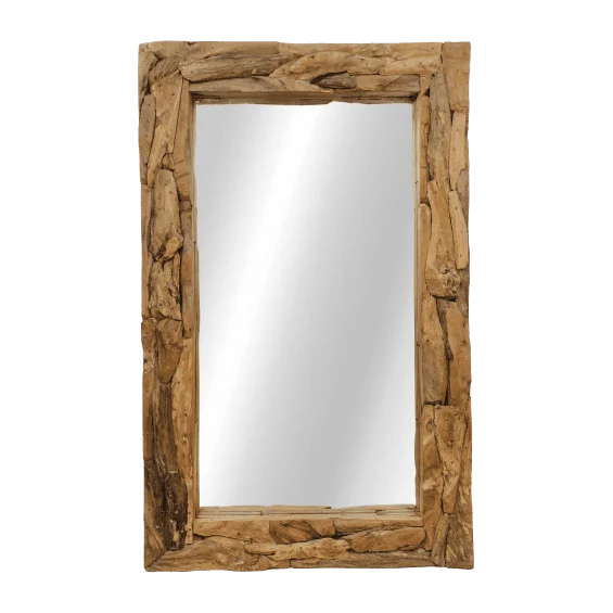 Wandspiegel Root - 200x7-9x100 - Naturel - Teak wortelhout/glas - Velaria Interiors