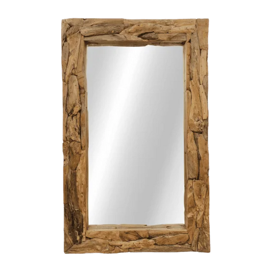 Wandspiegel Root - 200x7-9x100 - Naturel - Teak wortelhout/glas - Velaria Interiors