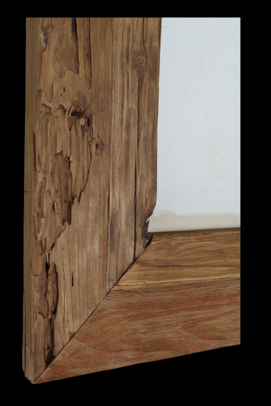 Wandspiegel Rustiek - 120x3x80 - Naturel - Drijfhout teak - Velaria Interiors