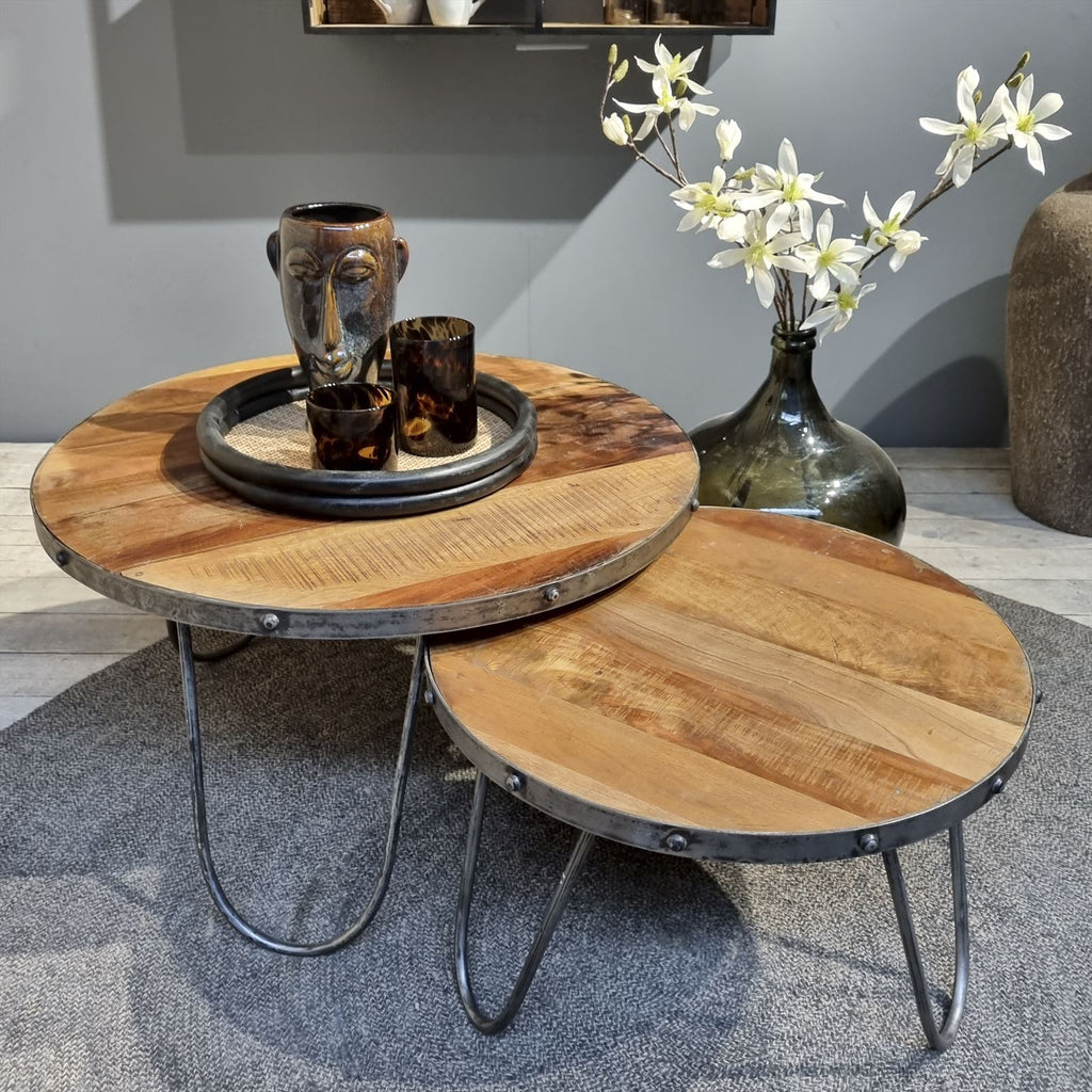 Wood & Iron Salontafel Set van 2 - Velaria Interiors