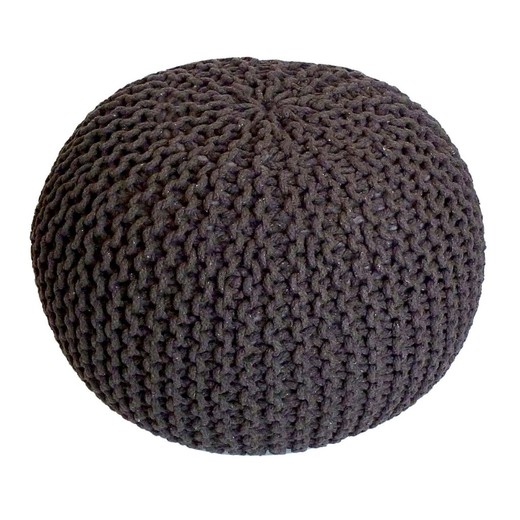 Zitpoef Pouf SET 2 stuks Ø 55 cm H 37 cm Gebreide poef Vloerkussen Grofgebreid duurzaam - Velaria Interiors