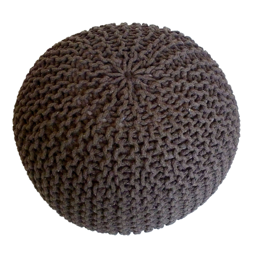 Zitpoef Pouf SET 2 stuks Ø 55 cm H 37 cm Gebreide poef Vloerkussen Grofgebreid duurzaam - Velaria Interiors