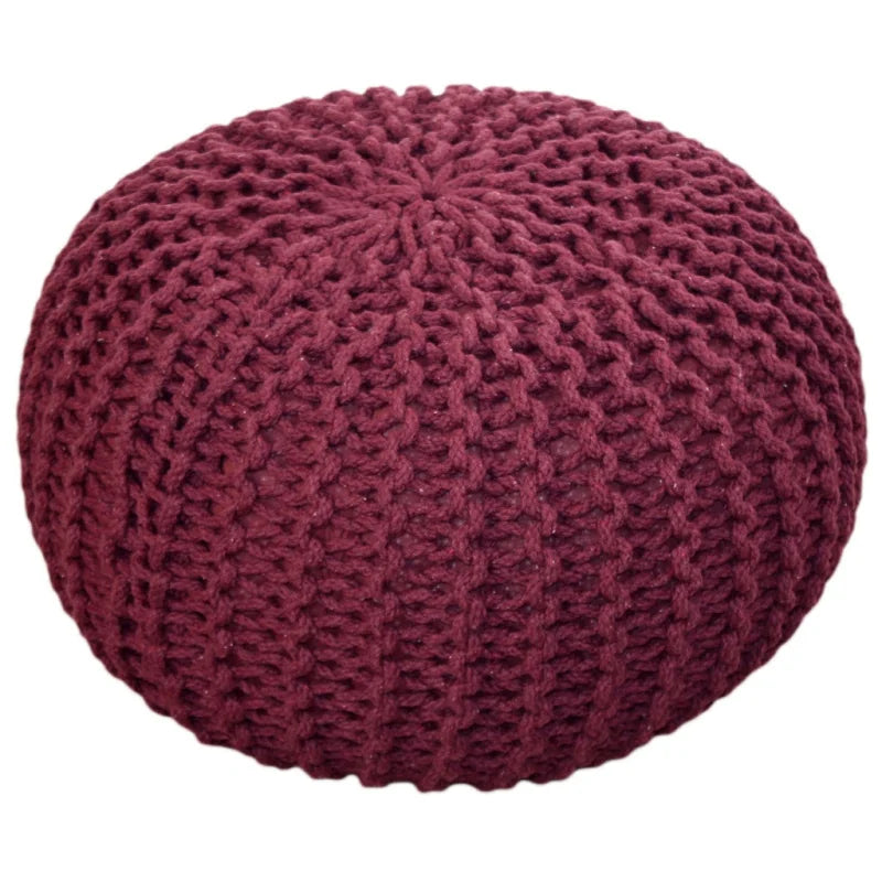 Zitpoef Pouf SET 2 stuks Ø 55 cm H 37 cm Gebreide poef Vloerkussen Grofgebreide look Duurzaam - Velaria Interiors